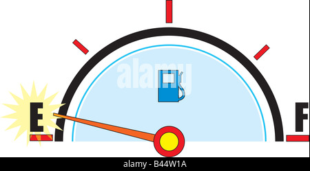 Une jauge à essence à aiguille s'il vide sur Banque D'Images