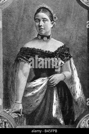 Victoria Adélaïde, 21.11.1840 - 5.8. 1901, Empress allemand 9.3.1888.- 15.6.1888, demi-longueur, gravure sur bois, vers 1865, Banque D'Images