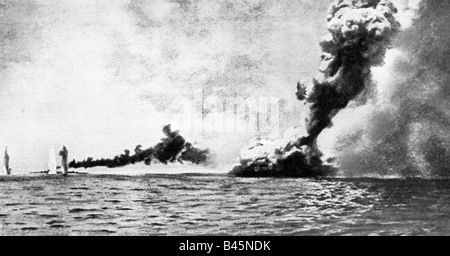 Événements, première Guerre mondiale / première Guerre mondiale, guerre navale, bataille de Jutland 31.5.1916 - 1.6.1916, explosion du HMS 'Queen Mary', Banque D'Images