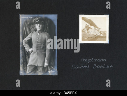 Boelcke, Oswald, 11.5.1891 - 28.10.1916, aviateur allemand, page d'un album photo, vers 1920, pilote de chasse, première Guerre mondiale, première Guerre mondiale, officier, force aérienne, Allemagne, XXe siècle, Banque D'Images