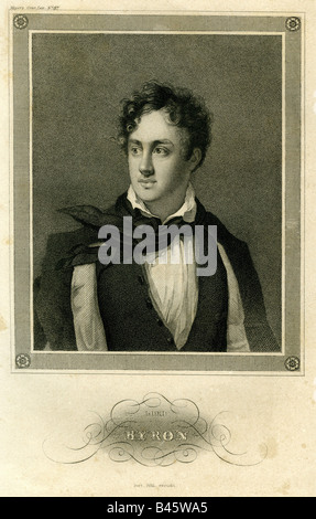 George Gordon Byron, Seigneur, 22.1.1788 - 19.4.1824, l'écrivain britannique / écrivain, portrait, gravure, Meyers Konversationslexikon, Suhl, 19e siècle, la Grande-Bretagne, l'Angleterre, l'anglais, 18e siècle, littérature, poète, romantisme, , n'a pas d'auteur de l'artiste pour être effacé Banque D'Images