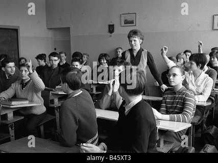 Éducation, école, salle de classe, 3ème école de grammaire, Berlin Köpenick, 1965, Banque D'Images