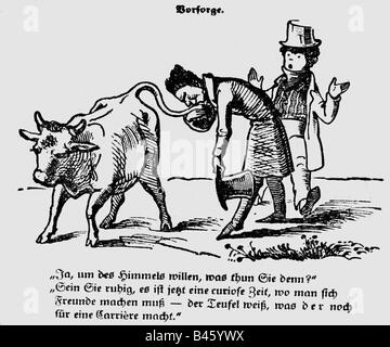 Événements, révolutions 1848 - 1849, Allemagne, caricature, 'Vorsorge' (Précaution), gravure en bois, 1848, , Banque D'Images