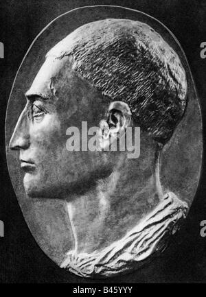 Alberti, Leon Battista, 14.2.1404 - 25.4.1472, humaniste et mathématicien italien, portrait, médaille, attribué à Pisanello, 15ème siècle, Öouvre, Paris, , Banque D'Images