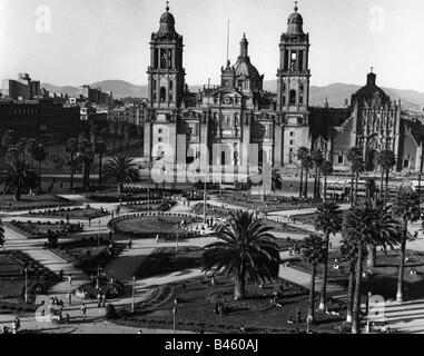 Géographie / voyages, Mexique, Mexico, églises, cathédrale métropolitaine, construite : 1573 - 1667, vue extérieure, années 1950, Banque D'Images