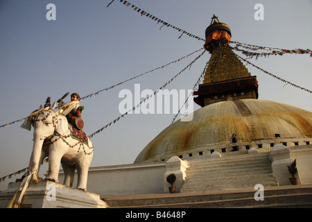 Le grand stupa bouddhiste de Boudha Népal Banque D'Images