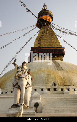 Le grand stupa bouddhiste de Boudha Népal Banque D'Images