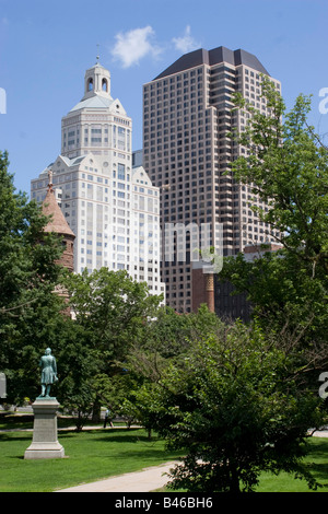 Les Harford Connecticut ville vu de Bushnell Park Banque D'Images