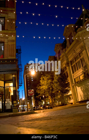 Centre-ville d'une scène de nuit dans la ville de Providence, Rhode Island Banque D'Images