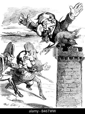 Bonaparte, Napoléon Joseph, 9.9.1822 - 17.3.1891, général et politicien français, caricature, 'pas de Chance!', gravure en bois après dessin par André Gill, 1872, , Banque D'Images