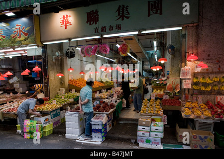 Marché de Fruits à Mong Kok, Hong Kong, Chine Banque D'Images