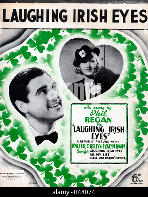 Rire Irish Eyes music pour la chanson titre du film 1936 chanté par Phil Regan Banque D'Images