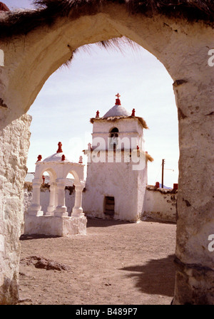 Église de Parinacota, Laucal Parc National, Chili Banque D'Images