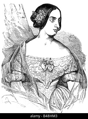 Alexandrine, 6.12.1820 - 20.12.1904, Duchesse de Saxe-Coburg-Gotha 29.1.1844 - 22.8.1893, demi-longueur, gravure sur bois, vers 1855, , Banque D'Images