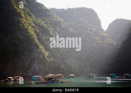 Marché Flottant dans la baie d'Halong, Vietnam Banque D'Images