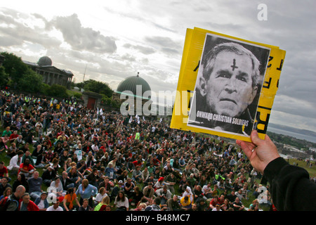 George W. Bush image lors de protestation anti G8 à Edimbourg, Ecosse UK Banque D'Images