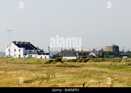 Le hameau côtières isolées de Shingle Street, Suffolk, UK. Banque D'Images