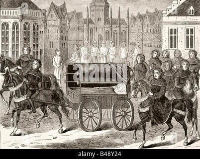 Procession funéraire du roi Richard II d'Angleterre, 1400. Richard II, 1367 – 1400, alias Richard de Bordeaux. Roi d'Angleterre. Banque D'Images