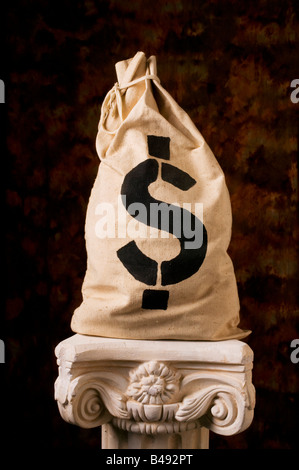 Sac d'argent avec US dollar sign Banque D'Images