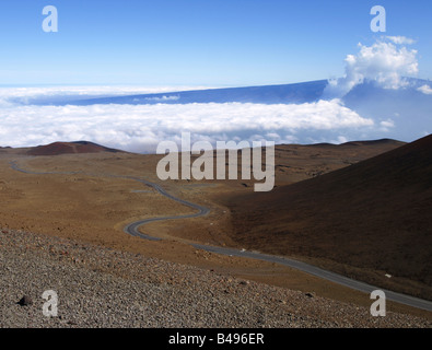 Mauna Loa visible de Volcan Mauna Kea Banque D'Images