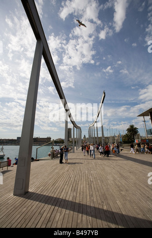 Rambla de Mar ESPAGNE Catalogne Barcelone Port Vell Banque D'Images