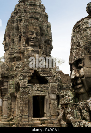 Tour de visage, Bayon, Angkor Thom, au Cambodge Banque D'Images