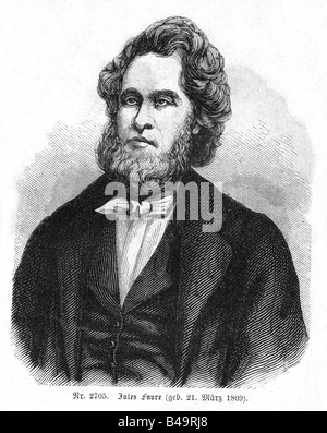 Favre, Jules Claude Gabriel, 21.3.1809 - 19.1.1880, politicien français, ministre des Affaires étrangères, portrait, gravure de bois, XIXe siècle, Banque D'Images