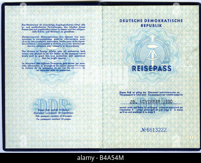 Géographie/voyages, Allemagne, République démocratique allemande, documents, passeport, 1990, Banque D'Images