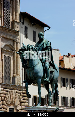 Statue équestre en bronze de Cosme Ier, Piazza della Signoria, Florence, Italie Banque D'Images