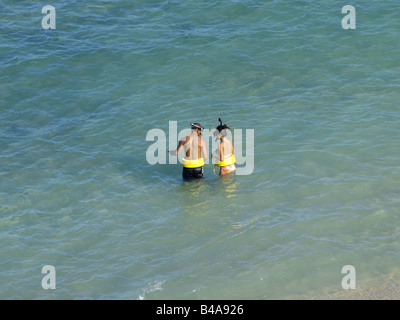 Couple en apnée dans Hawaii Banque D'Images