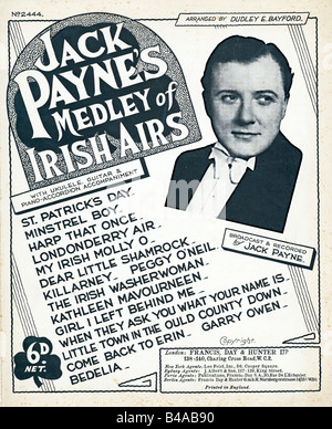 Paynes Jack Medley des airs irlandais music couverture pour les années 1930, chef de groupe et son enregistrement Banque D'Images