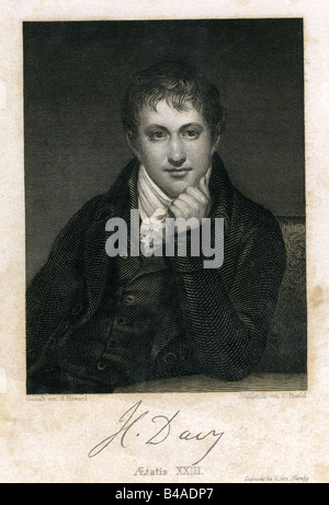 Davy, Humphry, 17.12.1778 - 29.5.1829, chimiste anglais, portrait, gravure sur acier, par Ch. Preisel, basé sur une peinture de Henry Howard (1769 - 1847), Nuremberg, Allemagne, 19e siècle, l'artiste n'a pas d'auteur pour être effacé Banque D'Images