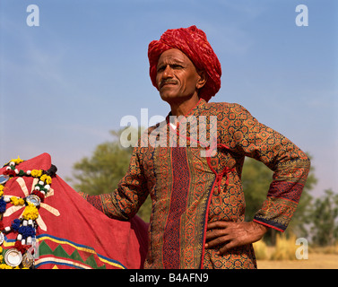 L'Inde, Rajasthan, Jaipur homme en costume du Rajasthan Banque D'Images