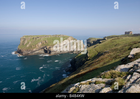 Tête de Tintagel site King Arthurs Castle Tintagel côte nord des Cornouailles UK Banque D'Images