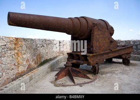 Old rusty cannon à forteresse El Morro à La Havane, Cuba Banque D'Images