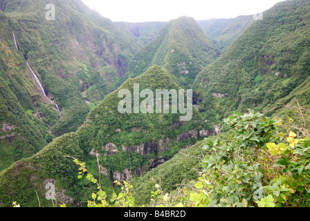 Cascades de la vallée de takamaka La Reunion Océan Indien Banque D'Images