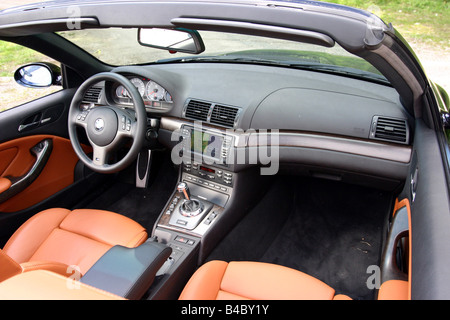 Voiture, BMW M3, convertible, l'année de modèle 2003-noir, dessus ouvert, vue de l'intérieur, vue de l'intérieur, l'habitacle, la technique/accessoire, accessori Banque D'Images