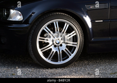 Voiture, BMW M3 Cabriolet, modèle 2003, noir-vue détaillée, pneus avant, roue avant, la technique/accessoire, accessoires, phot Banque D'Images