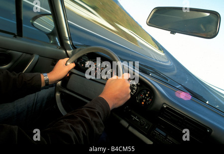 Voiture, Porsche 959, roadster, coupé/cabriolet, argent/anthracite, l'année de modèle 1988, vue de l'intérieur, vue de l'intérieur, Cockpit, techniq Banque D'Images