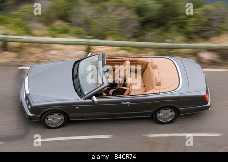 Bentley Azure, l'année de modèle 2006-, l'anthracite, la conduite, la diagonale d'en haut, route de campagne, open top Banque D'Images