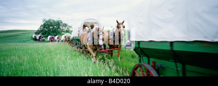 Une reconstitution d'un wagon couvert voyage au Dakota du Nord Banque D'Images