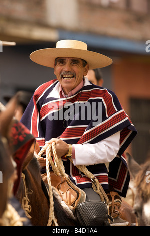 Huaso à cheval pour le 18e jour de l'indépendance Septembre célébration Santa Cruz Chili Banque D'Images