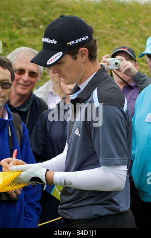 Justin Rose de signer des autographes au Royal Birkdale Golf pendant le British Open 2008 Banque D'Images