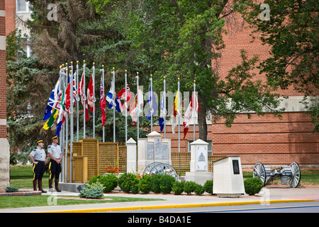 Monument commémoratif et d'honneur à l'École de la GRC, Ville de Regina, Saskatchewan, Canada. Banque D'Images