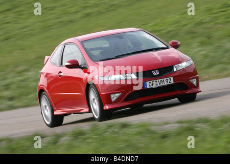 Honda Civic Type R, modèle année 2008-, rouge, la conduite, la diagonale de l'avant, vue frontale, country road Banque D'Images