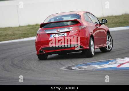 Honda Civic Type R, modèle année 2008-, rouge, la conduite, la diagonale de l'arrière, vue arrière, test track Banque D'Images