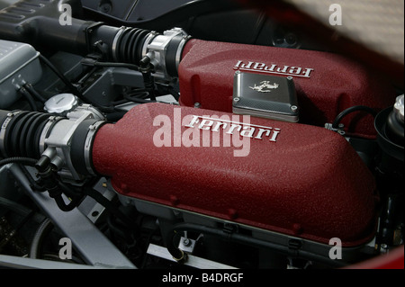 Voiture, Ferrari 360 Challenge Stradale, l'année de modèle 2003-, roadster, cabriolet, rouge, vue détaillée, voir dans le compartiment moteur, moteur, Banque D'Images