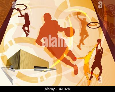 Jouer au basket-ball,Illustration Composite Banque D'Images