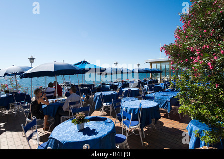 Terrasse de restaurant de l'hôtel Best Western Hotel Milano, Belgirate, Lac Majeur, Italie Banque D'Images