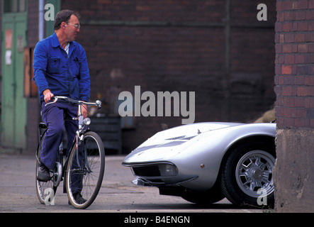 Voiture, Lamborghini Miura SV Jota, année modèle : années 70, années 70, l'argent, voiture de sport, coupé, cabriolet, voiture d'époque, vieille voiture, debout, Banque D'Images